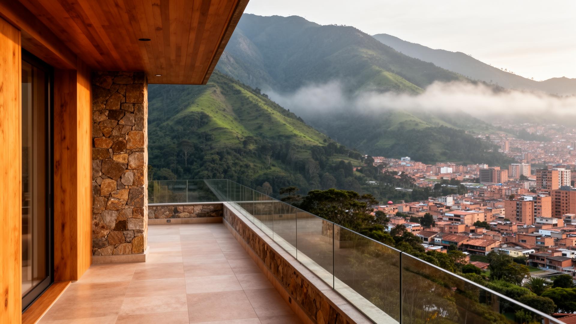 Bogotá terrace with a view of the eastern mountains